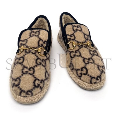GUCCI MONOGRAM WOOL LOAFERS  GUCCI MONOGRAM WOOL LOAFERS